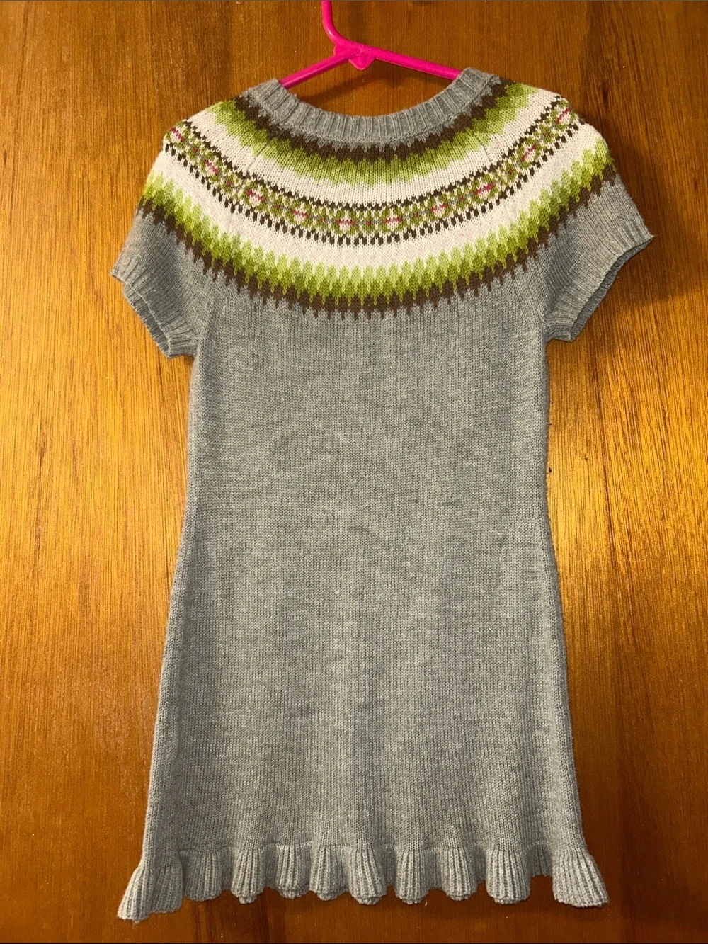 GAP Gray Knit Dress with Green Fair Isle Yoke
